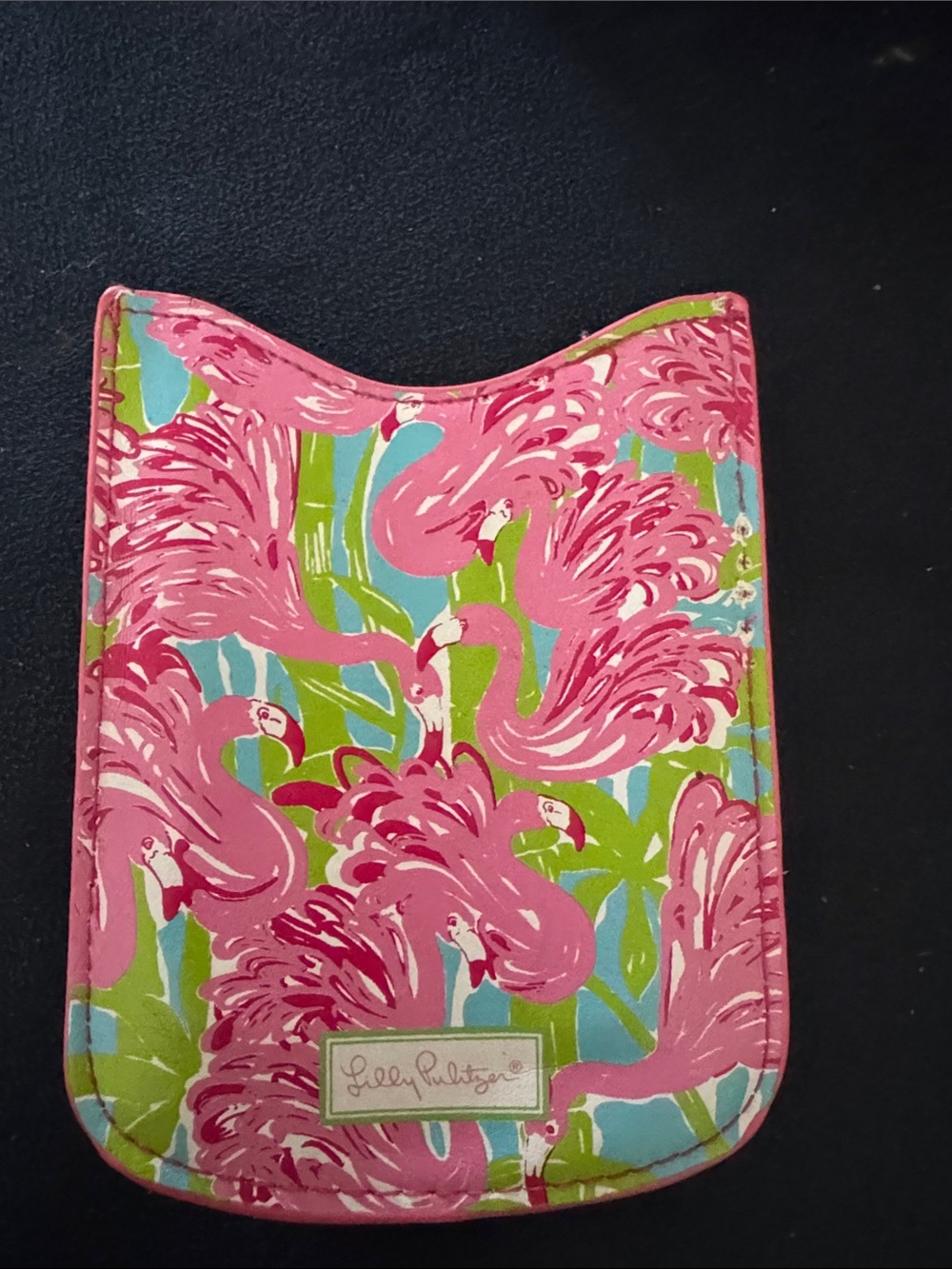 Lilly Pulitzer Pink & Green Flamingo credit card holder
